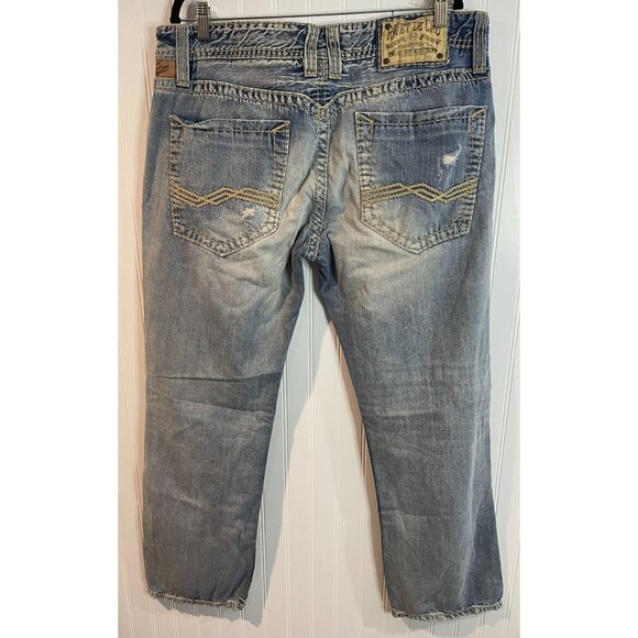 Rivet De Cru Jeans Men’s MAE RELAXED STRAIGHT Leg JEANS Distressed Faded 38x32 - Picture 2 of 16